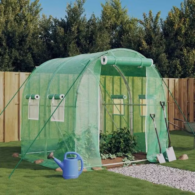 Berkfield Home Freestanding Greenhouse with Steel Frame and Plastic Windows, Green, W/D/H: 2 x 2 x 2 m – 1