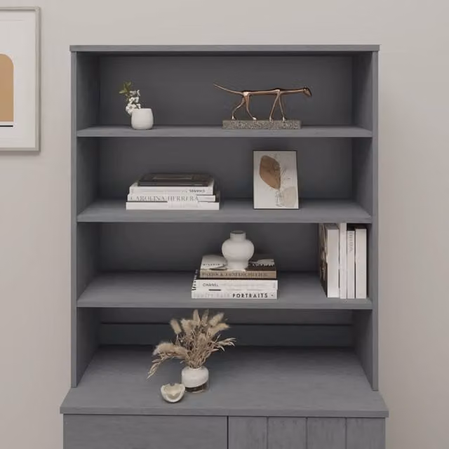 Berkfield Home HAMAR Highboard Top in Dark Grey Solid Wood Pine, W/D/H: 90 x 30 x 100 cm