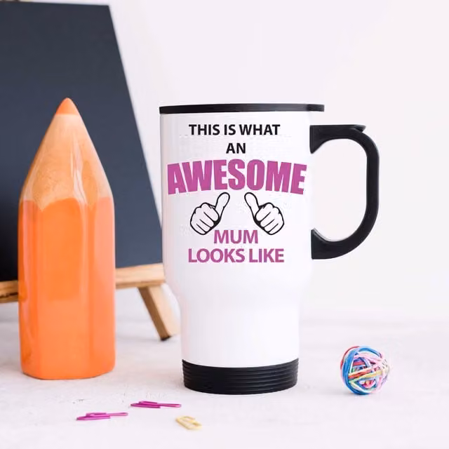 60 Second Makeover This Is What An Awesome Mum Looks Like Stainless Steel Travel Mug in White