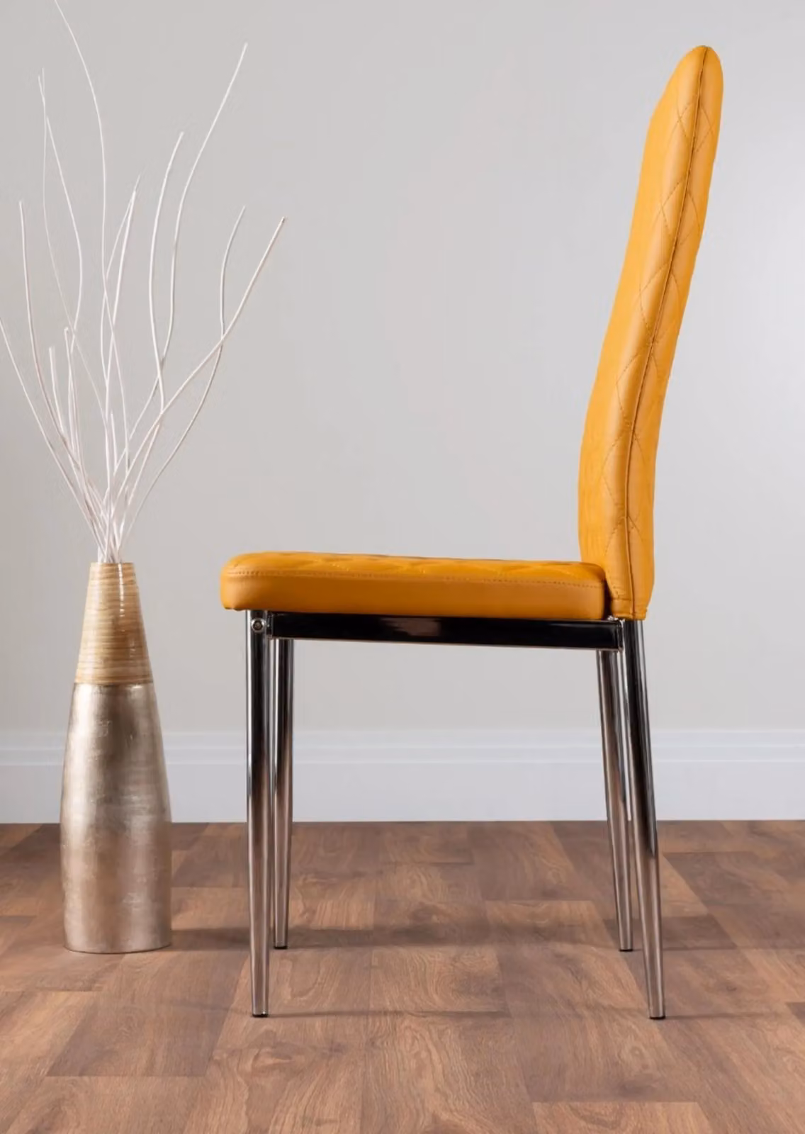 FurnitureboxUK Leonardo Glass and Chrome Metal Dining Table and 4 Milan Chairs Set in Yellow – 3