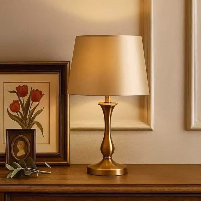 Voltico Classic Satin Table Lamp Shade in Gold/Brass – 1