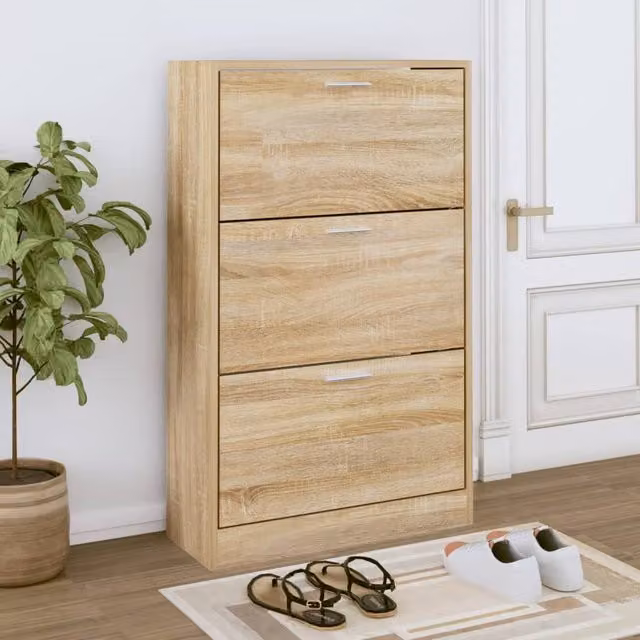 Berkfield Home Sonoma Oak Shoe Cabinet, Brown, W/D/H: 63 x 24 x 103 cm – 1
