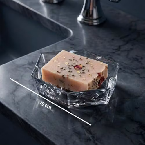 Orsina Geometric Acrylic Soap Dish in Transparent, W/D/H: 12 x 4 x 15 cm – 2