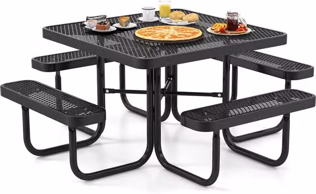 Costway Modern Outdoor Picnic Table and Bench Set in Black