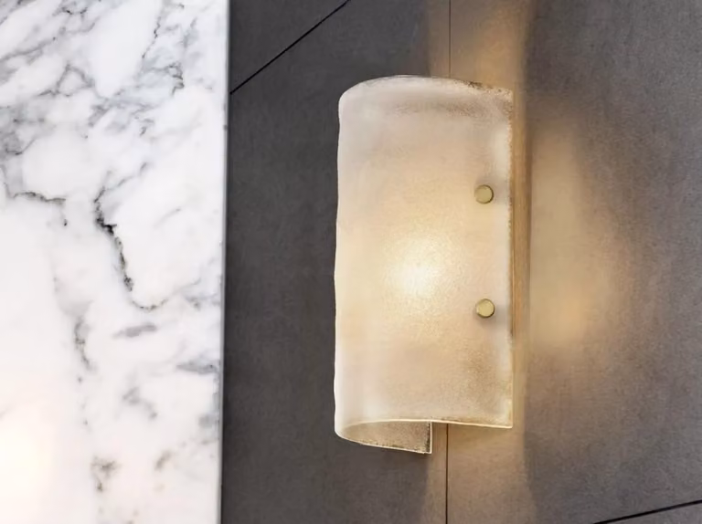 CTO Lighting Whistler IP44 DALI-A Up and Down Cylinder Wall Light in White and Gold/Brass Metal and Glass