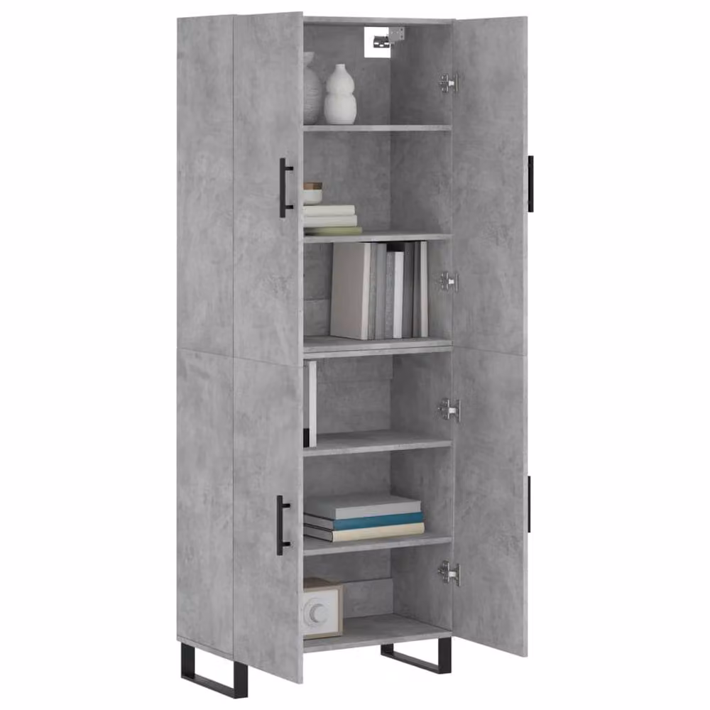 Berkfield Home Highboard in Concrete Grey, W/D/H: 69.5 x 34 x 180 cm – 2