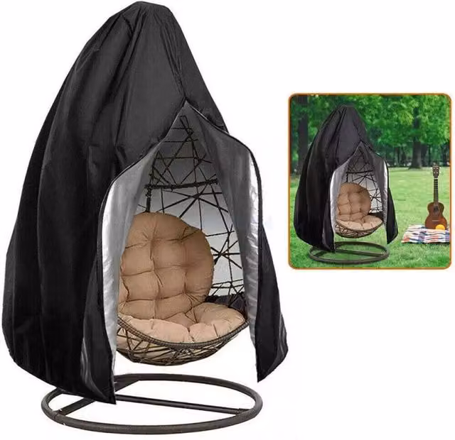 Havendro Waterproof Heavy Duty Hanging Egg Chair Cover in Black, W 190 cm x D 115 cm