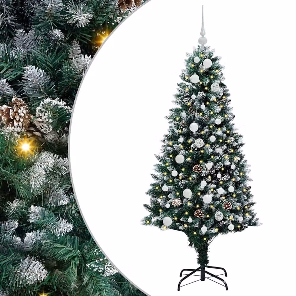 Berkfield Home Beautiful Artificial Christmas Tree with 150 Warm White LEDs and Stand, Green – 3