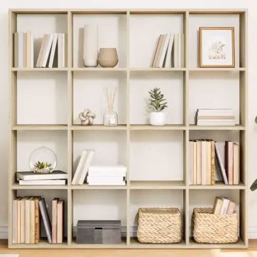 vidaXL Book Cabinet in Sonoma Oak, Brown Engineered Wood, W/D/H: 137.5 x 29 x 137.5 cm – 2