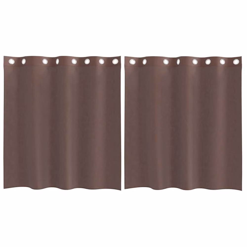 Berkfield Home Brown Voile Fabric Panel Curtains with Eyelets, 2 Pack, W: 140 cm, H: 140 cm – 2