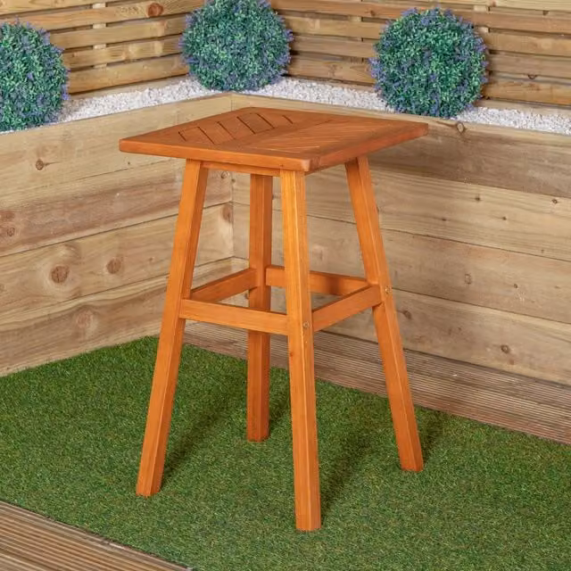 Samuel Alexander Kapalua Wooden Slatted Garden Side Table in Brown, W/D/H: 73 x 45 x 45 cm