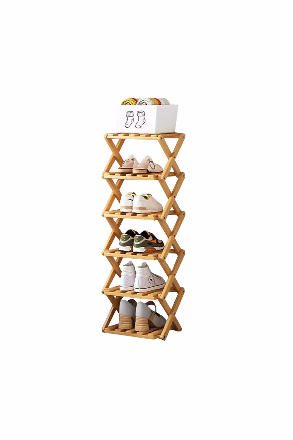 Living and Home 6-Layer Foldable Bamboo Shoe Rack in Brown – 2