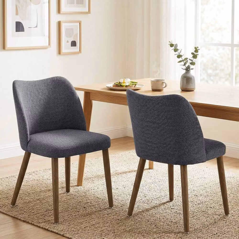 NESTLUNE Set of 2 Modern Upholstered Dining Chairs in Grey – 3