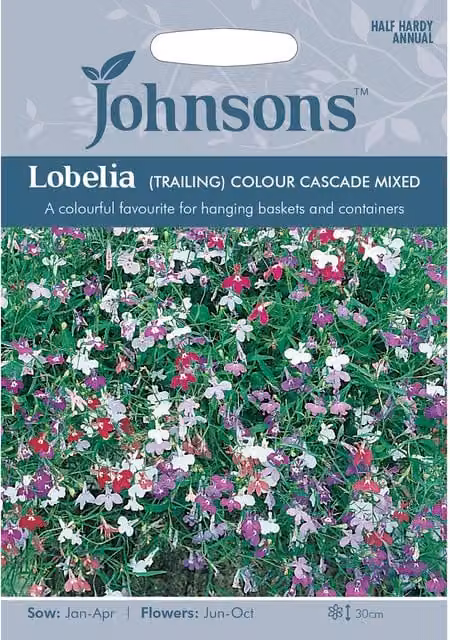 Johnsons Lobelia Trailing Colour Cascade Mixed Multicolour Flower Seeds