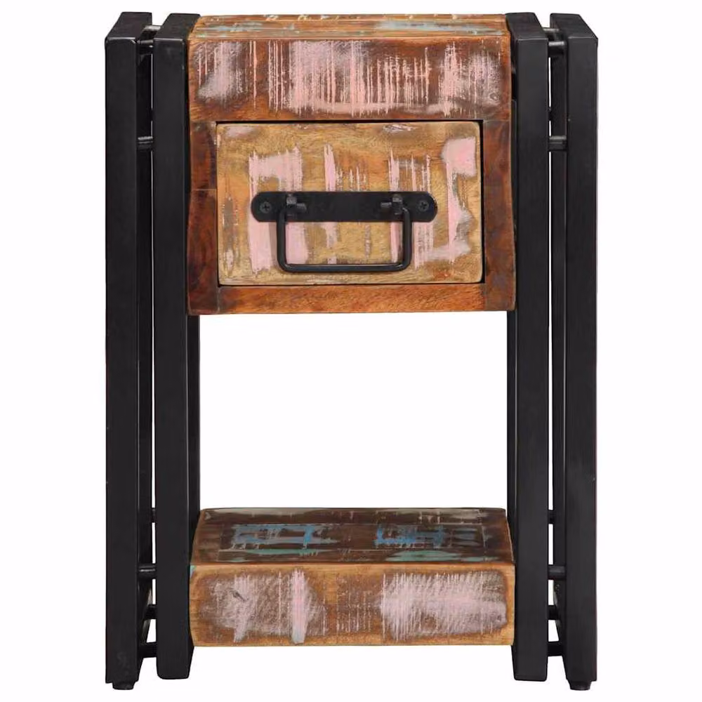 Berkfield Home Rustic Reclaimed Solid Wood Nightstand, Multicolour, W/D/H: 40 x 40 x 40 cm – 3