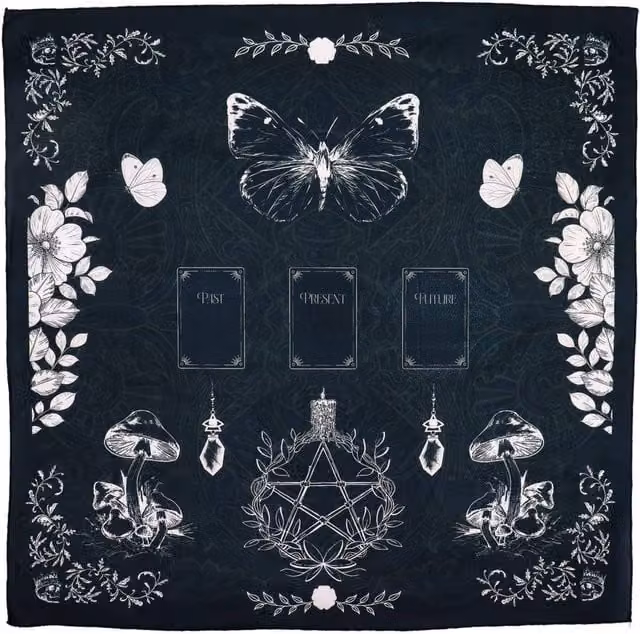 KDMD Ancient Witch Tarot Reading Cloth Mystical Ritual Mat in Blue W/D: 75 x 75 cm – 1