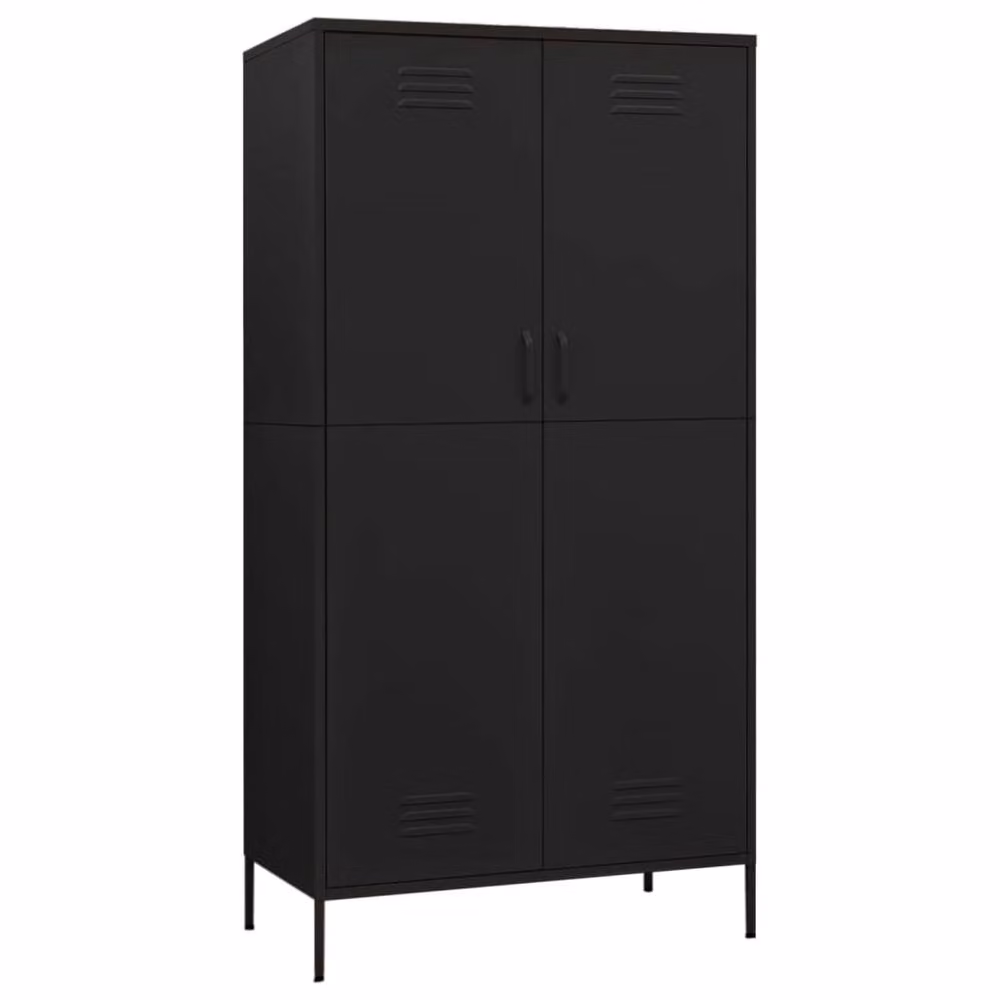 Berkfield Home Black Steel Wardrobe W: 90 cm, D: 50 cm, H: 180 cm – 3