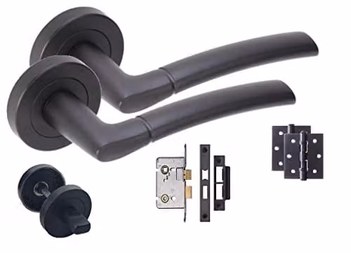 Golden Grace Indiana Bathroom Door Handles in Matt Black Finish