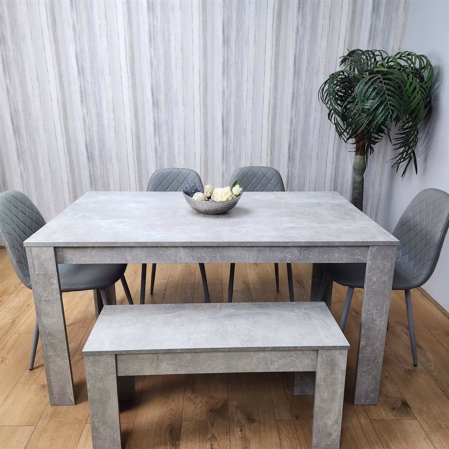 Kosy Koala Modern Rectangular Dining Set in Brown and Grey with Bench and 4 Chairs – 2