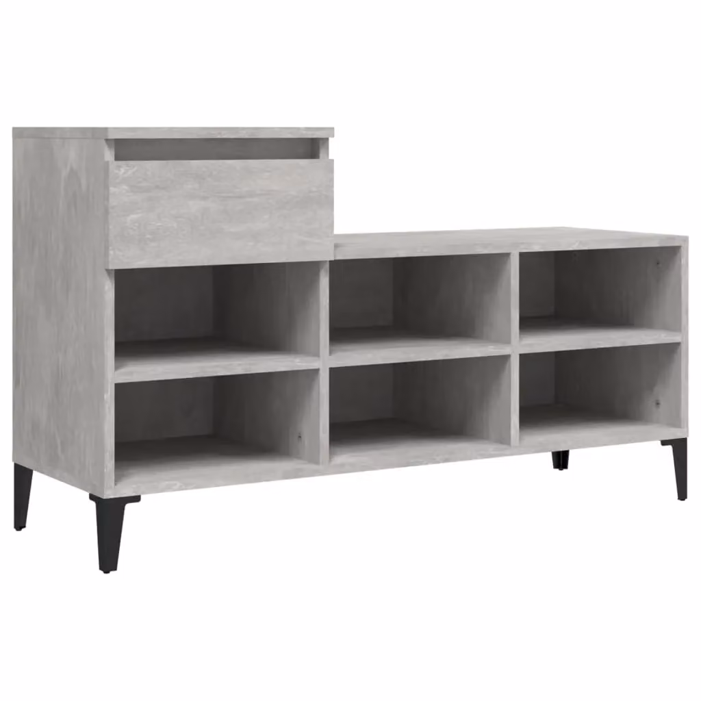 Berkfield Home Modern Shoe Cabinet in Concrete Grey with Integrated Seat, W/D/H: 102 x 36 x 60 cm – 1