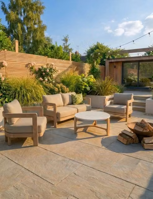 Royalcraft Evora 4 Seater Acacia Wood Garden Lounge Set in Natural Brown and Beige