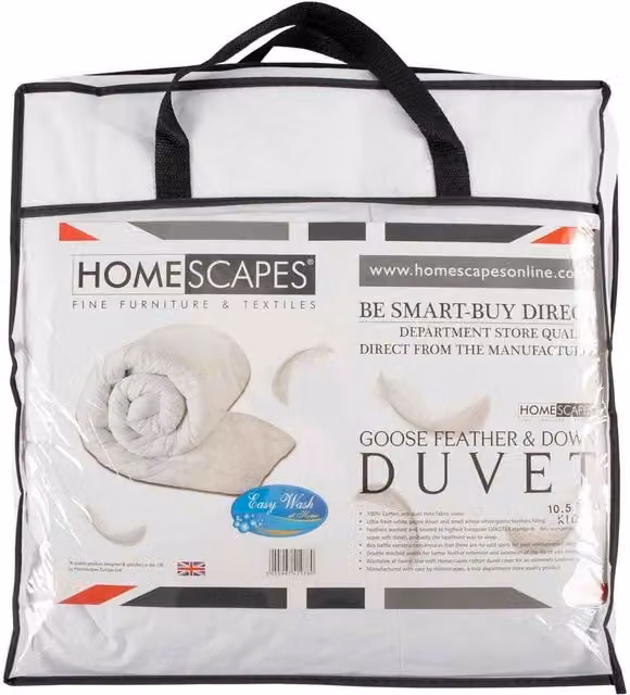 Homescapes Kids Goose Feather and Down Duvet, 10.5 Tog, White