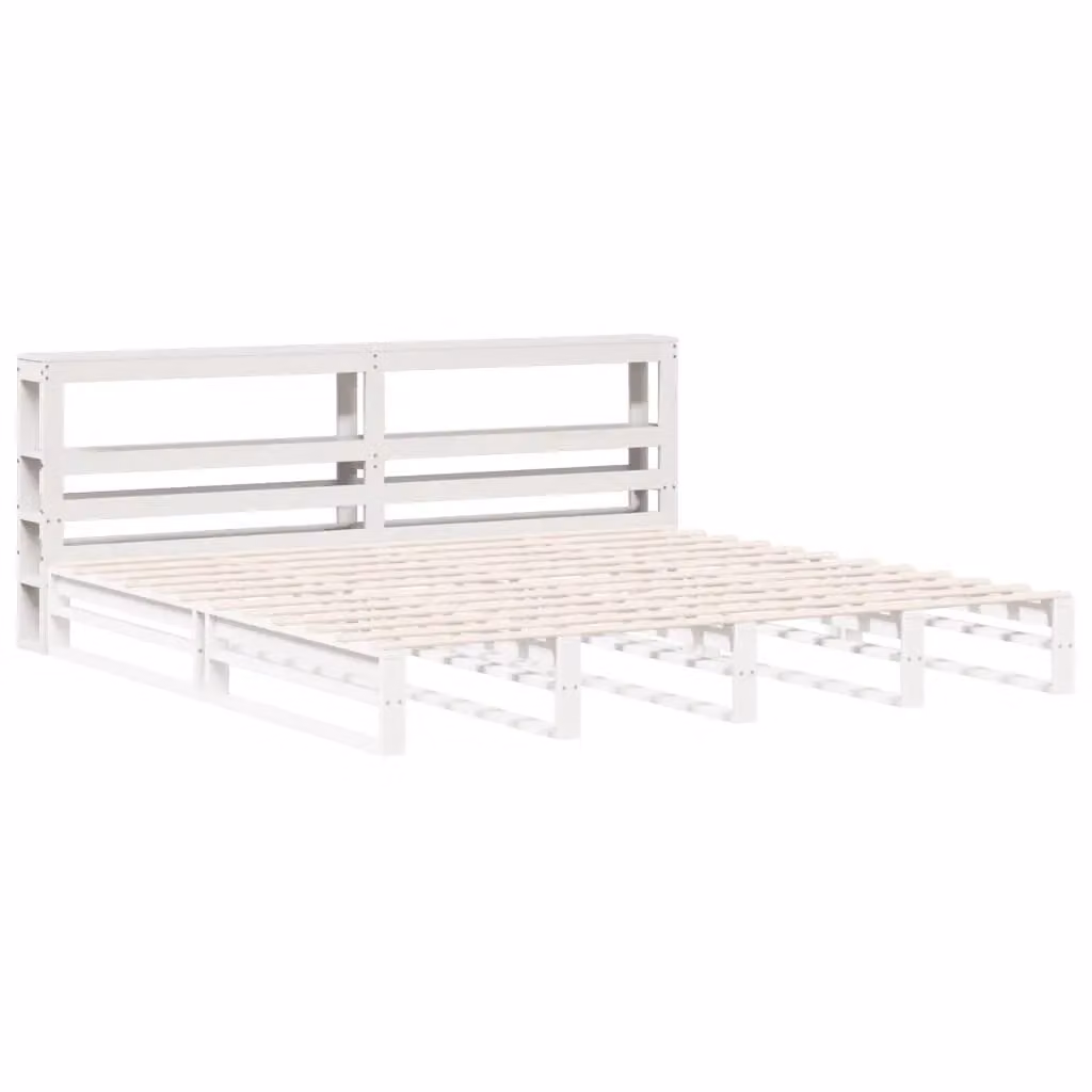 Berkfield Home White Solid Wood Pine Headboard with Integrated Bedside Shelves, 200 cm – 2