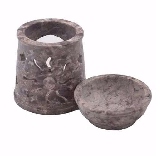 KDMD Small Soapstone Oil Burner Sun and Stars in Grey – 2