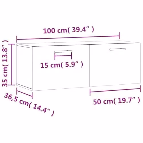 vidaXL Wall Cabinet in Smoked Oak, W: 100 cm, D: 36.5 cm, H: 35 cm – 3