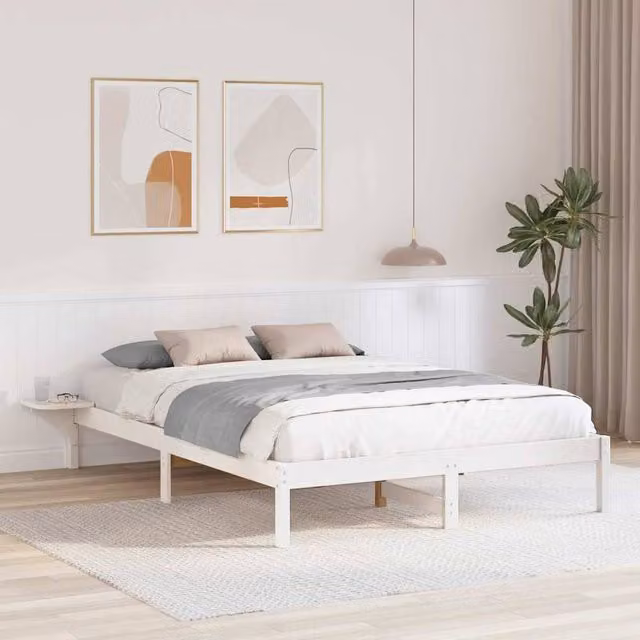 Berkfield Home Modern White Solid Pine Wood Bed Frame 150 x 200 cm
