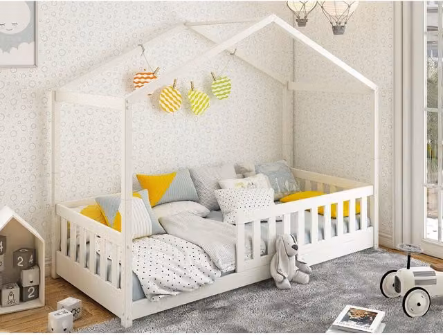 Noomi Froya Evolutionary House Bed for Children in White, W/D/H: 90 x 200 x 168.5 cm – 1
