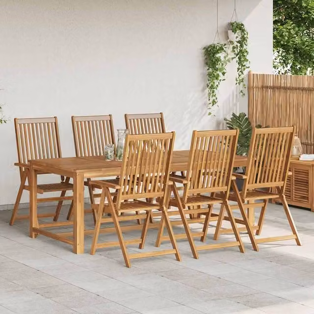 Berkfield Home Set of 6 Folding Garden Chairs in Brown Oiled Acacia Wood