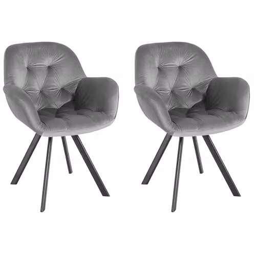 Dorel Home Furnishings Ellie Dining Chair Set of 2 in Grey Velvet, W/D/H: 66 x 66 x 86 cm – 1