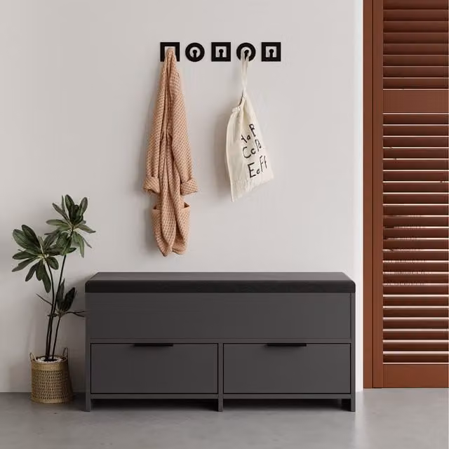 Decortie Cove Modern Shoe Storage Bench in Anthracite Grey, W: 106 cm