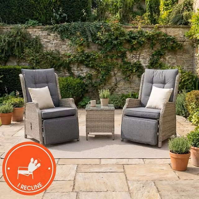 Malay Deluxe Grey Rattan and Metal Bistro Set