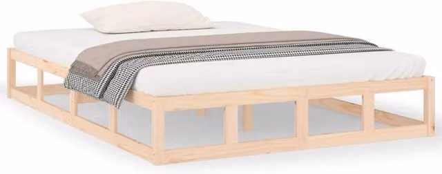 Berkfield Home Modern Solid Pine Wood Bed Frame in Beige, 200 x 200 cm