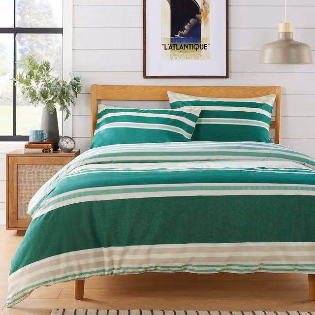 NewEdgeBlinds Green Striped Modern Duvet Cover, 180 x 200 cm