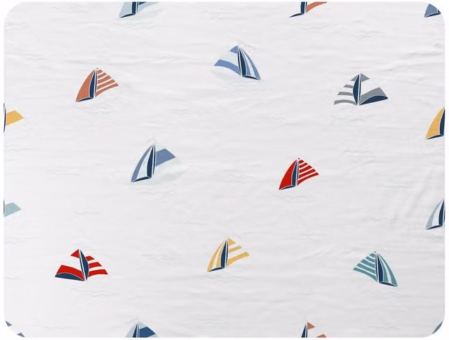 Benjamin Tate Design Striped Sailboats Fleece Blanket in White and Beige, W/D/H: 120 x 150 cm – 2