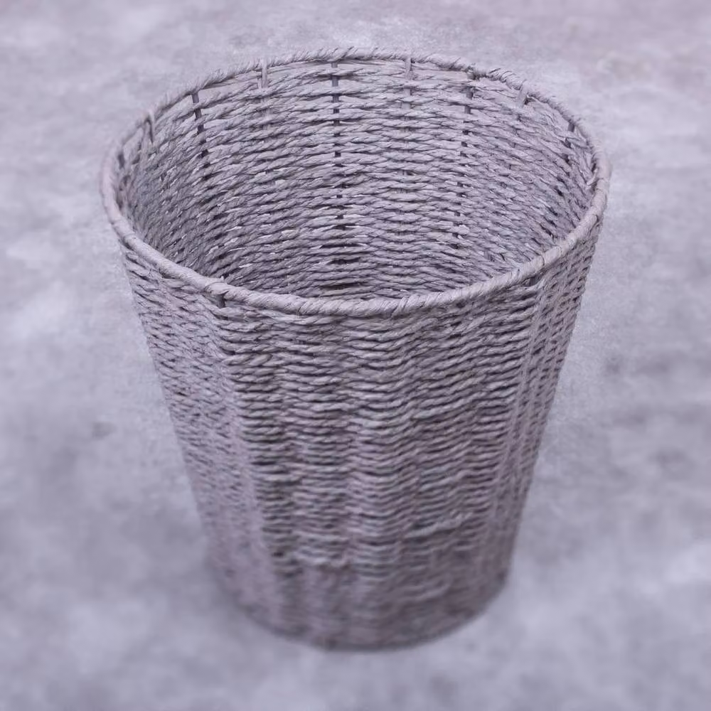 EONLION Round Open Weave Waste Paper Basket Bin in Grey, Diameter: 100 cm – 3