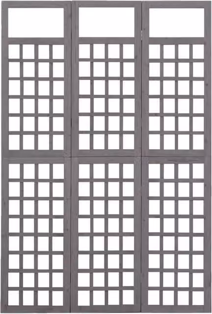 Berkfield Home 3-Panel Trellis Room Divider in Grey Solid Wood, W/H: 121 x 180 cm
