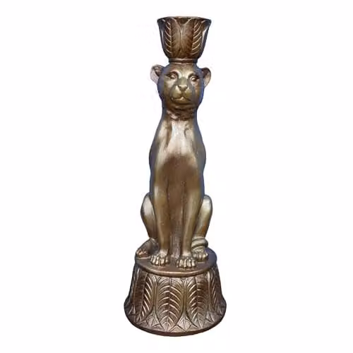 Gifts Direct 2 U Leopard Print Taper and Pillar Candle Holder in Bronze and Gold – 1