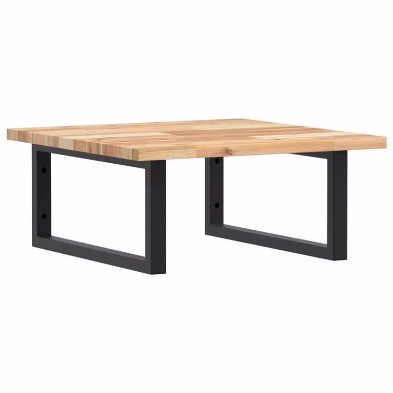Berkfield Home Elegant Wall Mounted Basin Shelf in Brown Acacia Wood and Black Steel