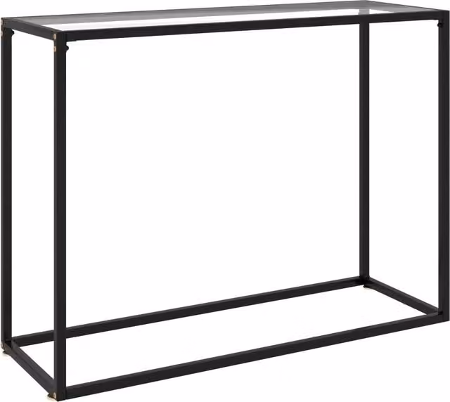 Berkfield Home Modern Rectangular Console Table in Clear Tempered Glass and Black Metal, W/D/H: 100 x 35 x 75 cm