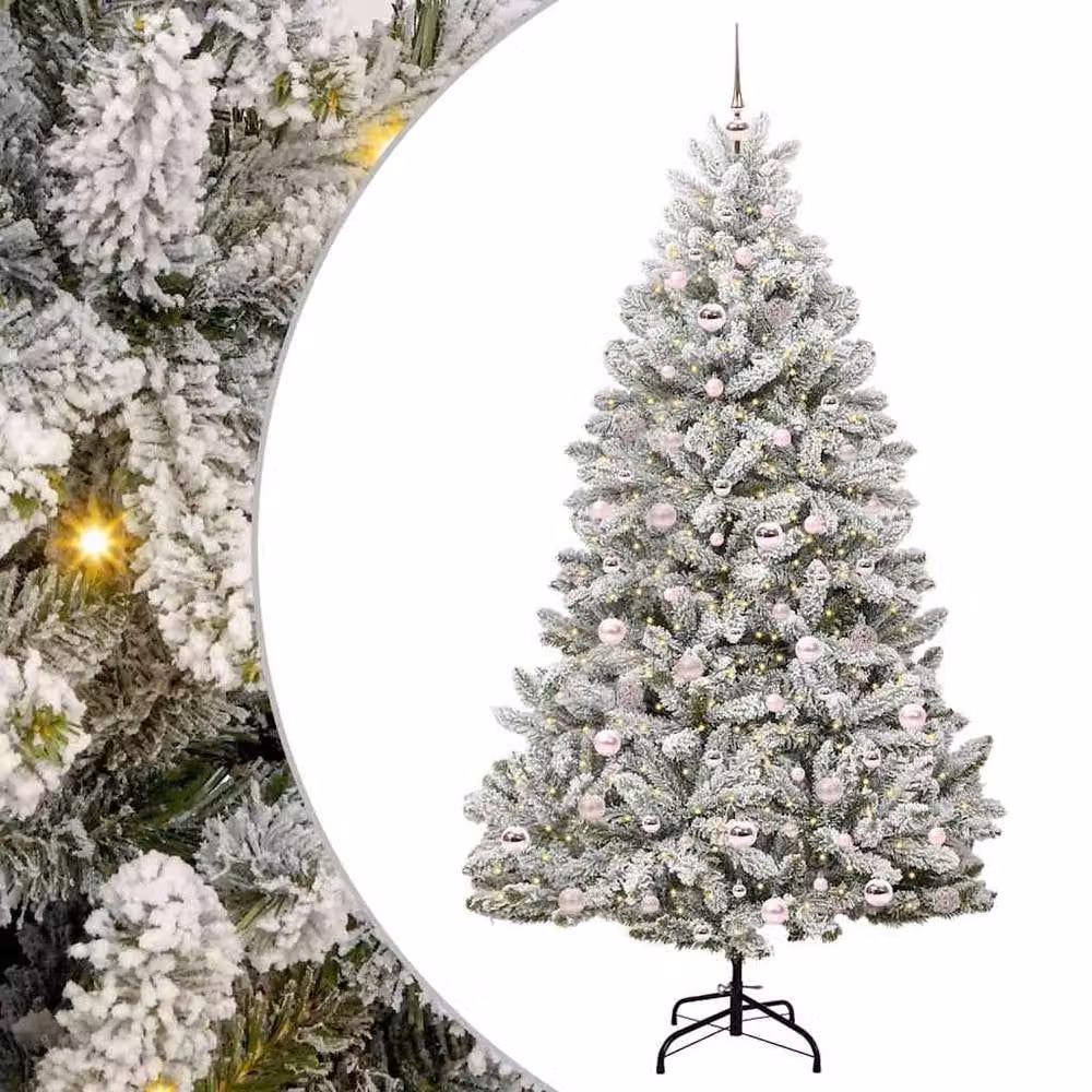 Berkfield Home Artificial Christmas Tree in Green and White, Height: 210 cm, PVC and Metal – 2