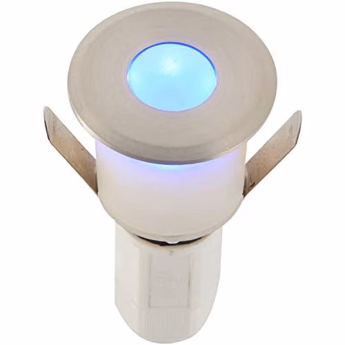 Loops Recessed Blue LED Decking Guide Light in Silver Aluminium and Plastic, IP67 Rated