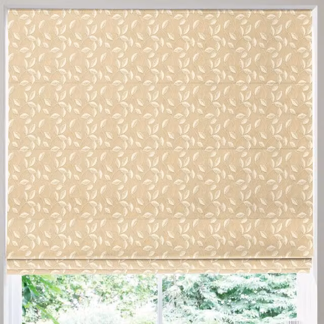 Simply Collection Leaf Vine Blackout Roman Blind in Gold Floral Pattern
