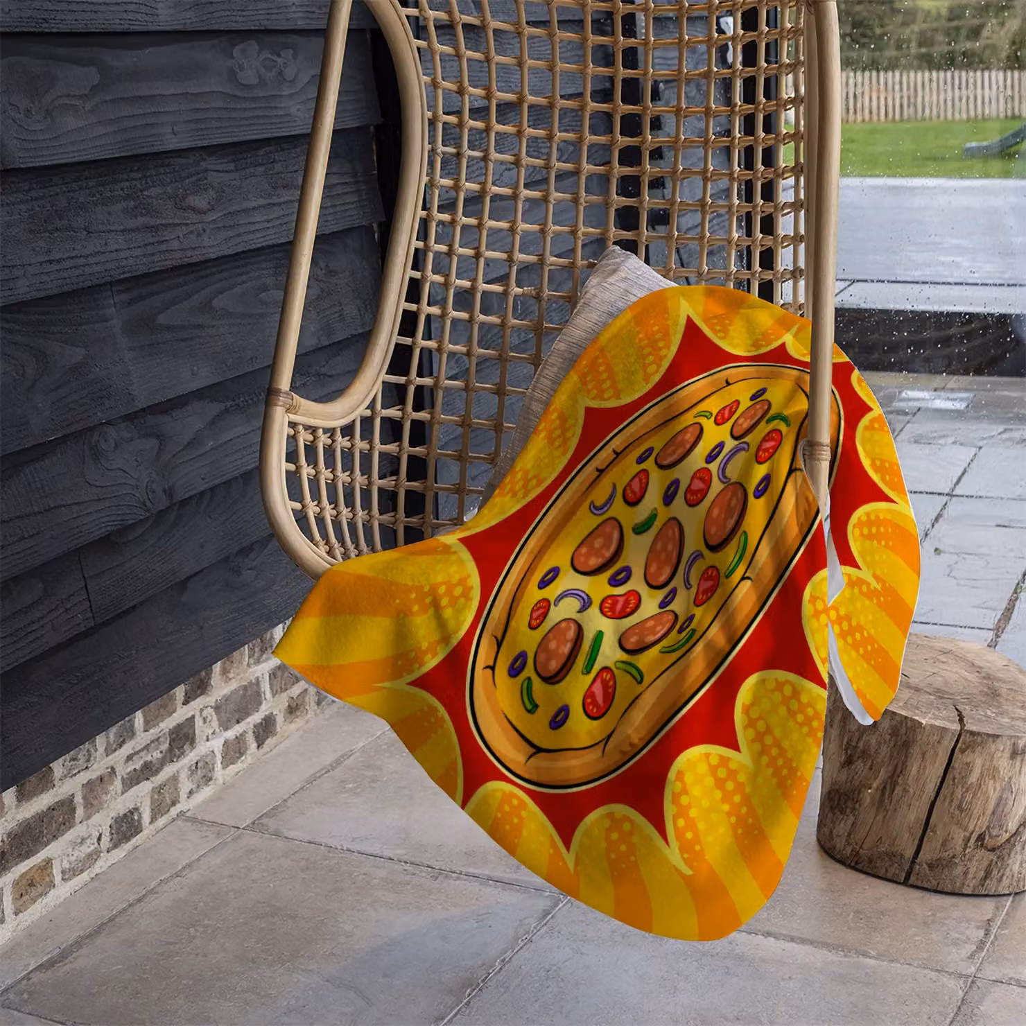 Benjamin Tate Design Retro Fleece Blanket in Yellow, Beige and Multicolour, W/D/H: 120 x 150 cm – 2