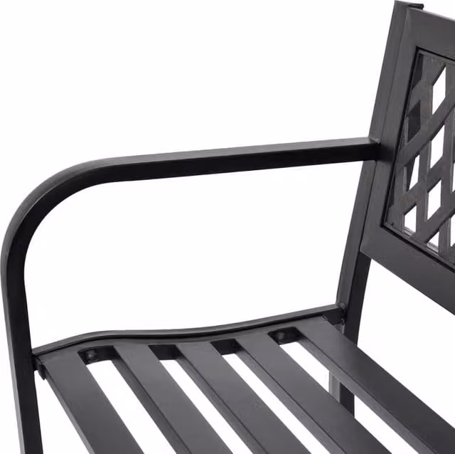 Berkfield Home Durable Modern Garden Bench in Black Steel and PVC – 1