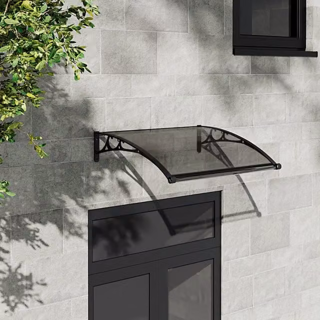 Breeins Outdoor Window and Door Awning Canopy in Dark Grey with Aluminium and Polycarbonate Construction