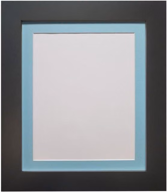 Frames & Mirrors 4U Metro Black Rectangular Single Picture Frame with Blue Mount for A4 Images